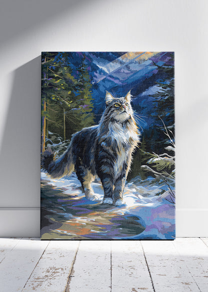 Majestic Forest Cat Canvas Print & Poster – Nature-Inspired Cat Wall Art – AI PRINT LAB