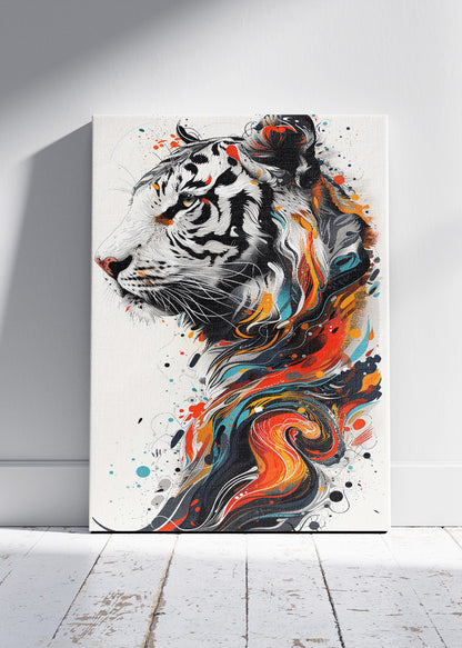 Abstract White Tiger Canvas Print & Poster – Modern Ink Splash Tiger Wall Art – AI PRINT LAB