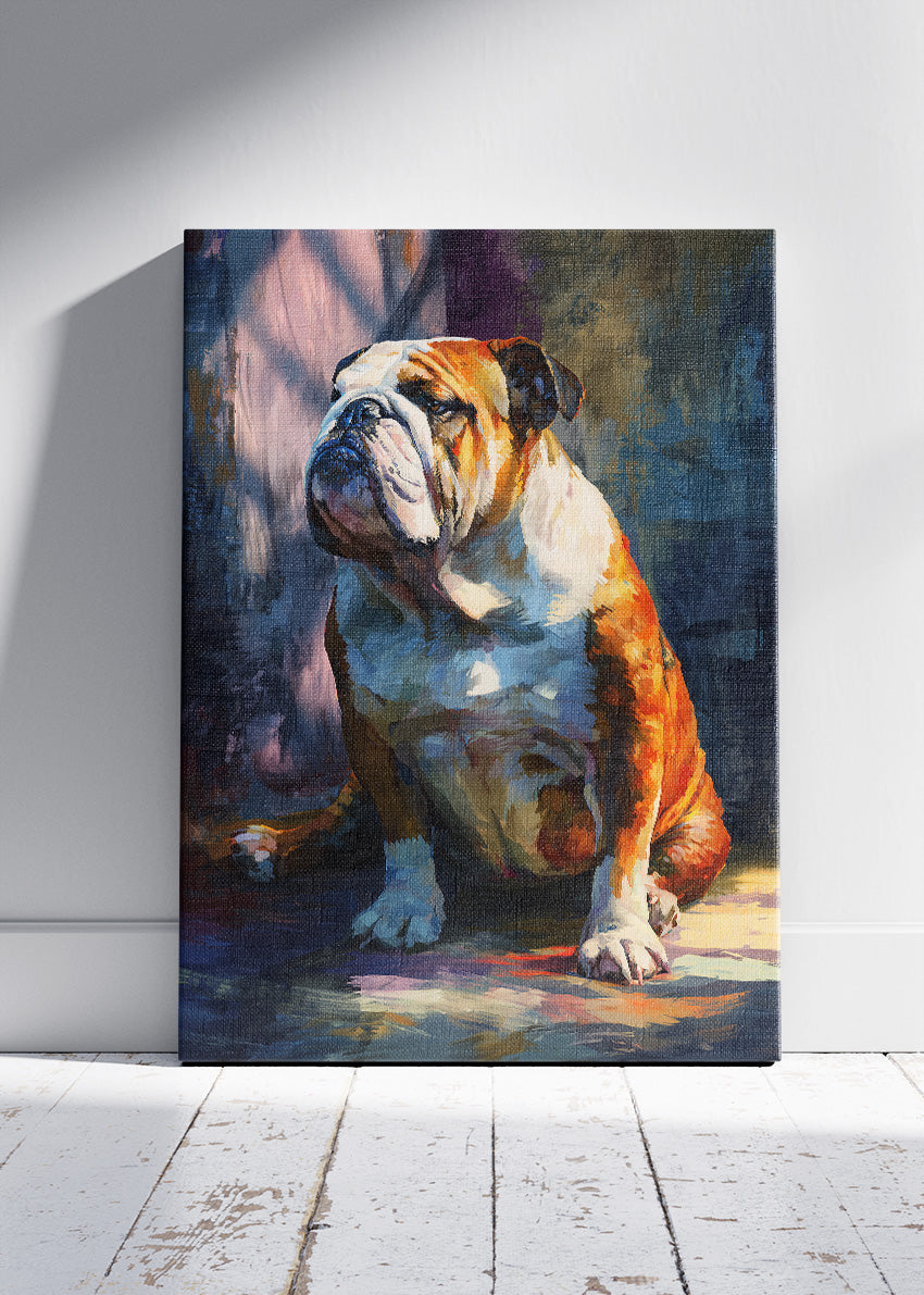 English Bulldog Portrait Canvas Print & Poster – Artistic Bulldog Wall Art – AI PRINT LAB