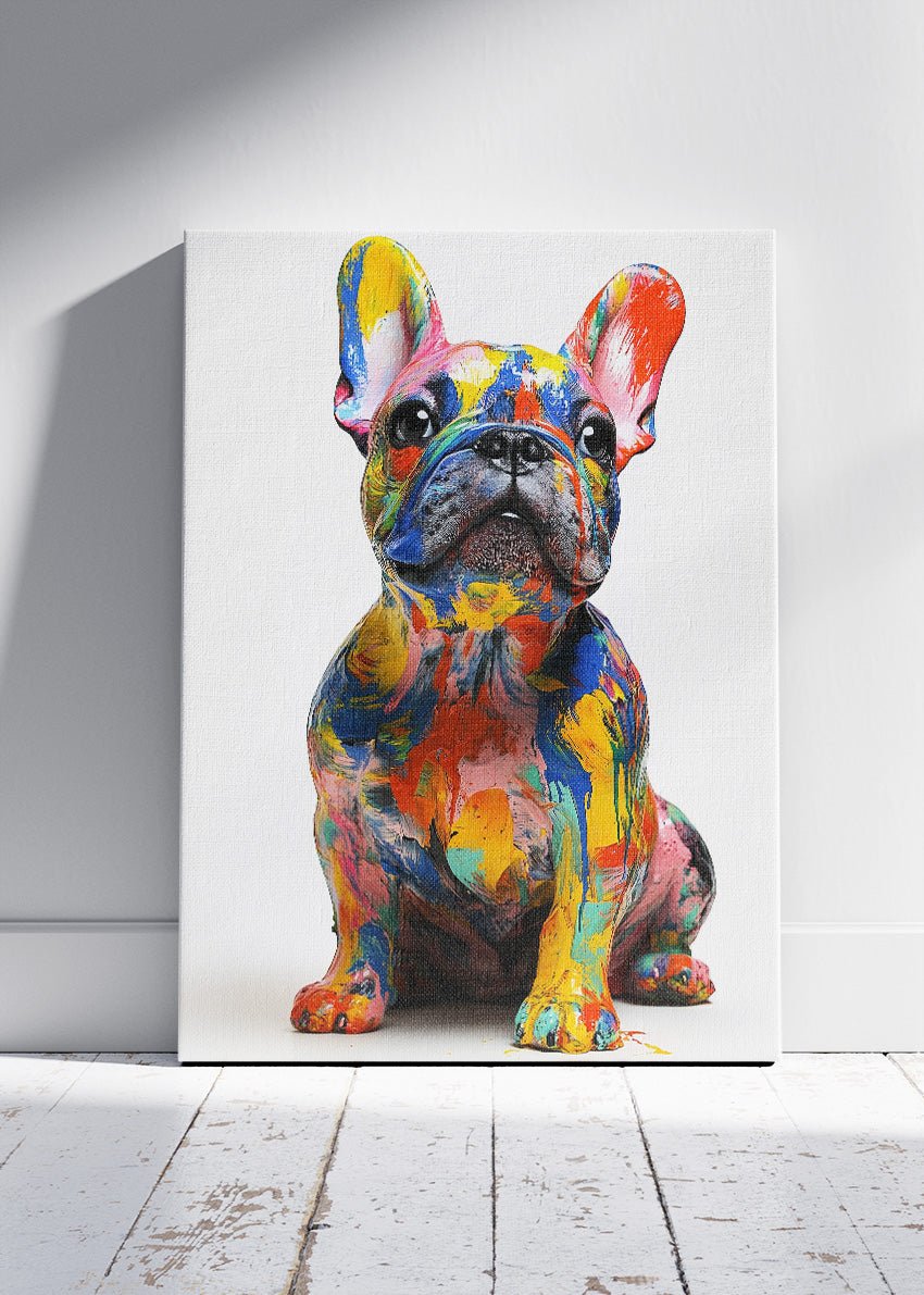 Colorful French Bulldog Canvas Print & Poster – Pop Art Paint Splash Dog Wall Art – AI PRINT LAB