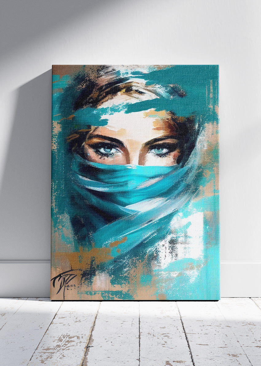 Mystic Teal Eyes Canvas & Poster Print – AI PRINT LAB