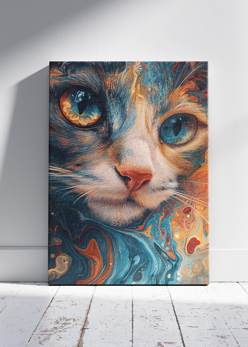 Abstract Fluid Cat Canvas Print & Poster – Artistic Pet Wall Art – AI PRINT LAB