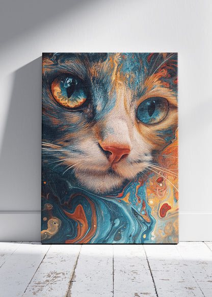 Abstract Fluid Cat Canvas Print & Poster – Artistic Pet Wall Art – AI PRINT LAB