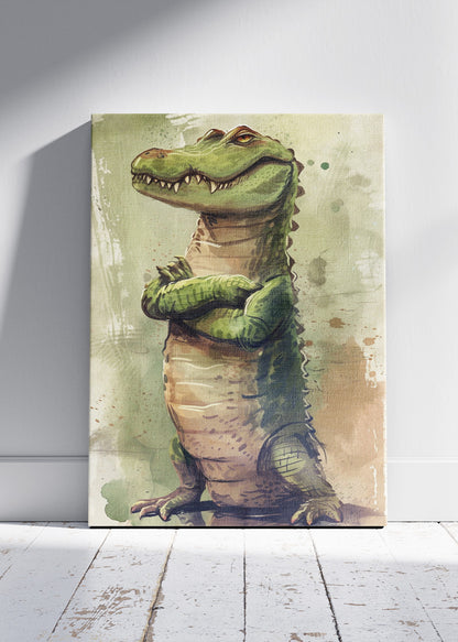 Cartoon Crocodile Canvas Print & Poster – Cute Jungle Animal Wall Art – AI PRINT LAB