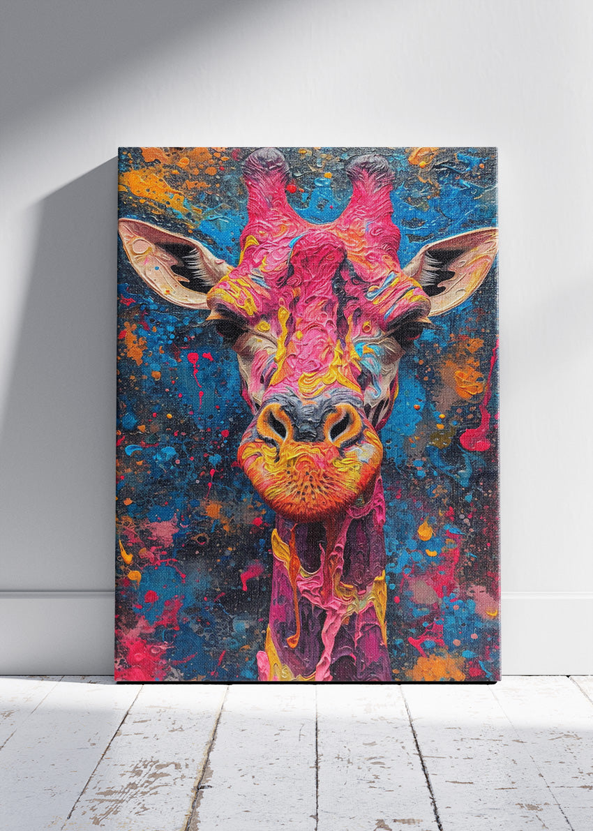 Colorful Giraffe Canvas Print & Poster – Abstract Animal Wall Art – AI PRINT LAB