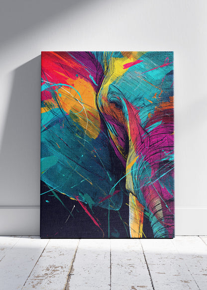 Abstract Elephant Canvas Print & Poster – Colorful Modern Animal Wall Art – AI PRINT LAB