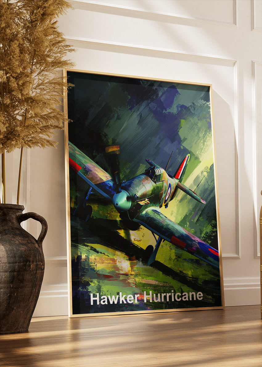 Hawker Hurricane Poster & Canvas Print – WWII Aircraft Illustration Wall Art