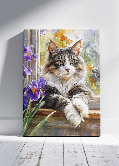 Floral Cat Canvas Print & Poster – Elegant Pet Wall Art – AI PRINT LAB