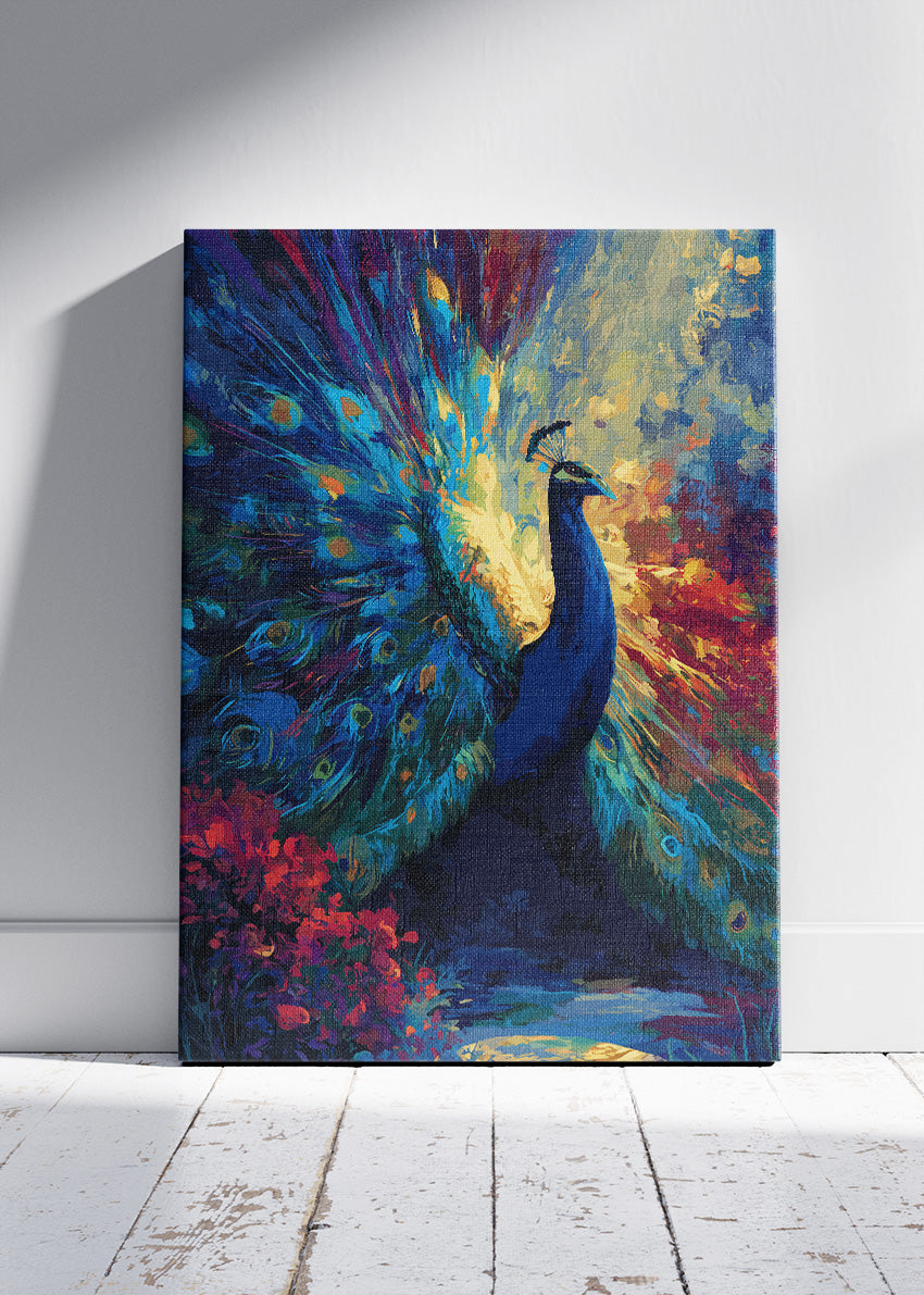 Colorful Peacock Canvas Print & Poster – Luxury Animal Wall Art – AI PRINT LAB