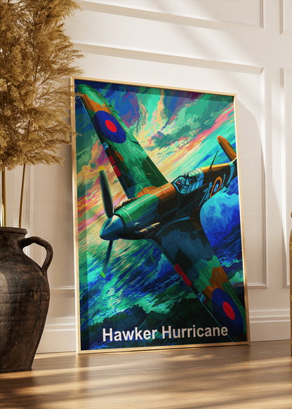 Hawker Hurricane Poster & Canvas Print – Vibrant WWII Aircraft Illustration Wall Art