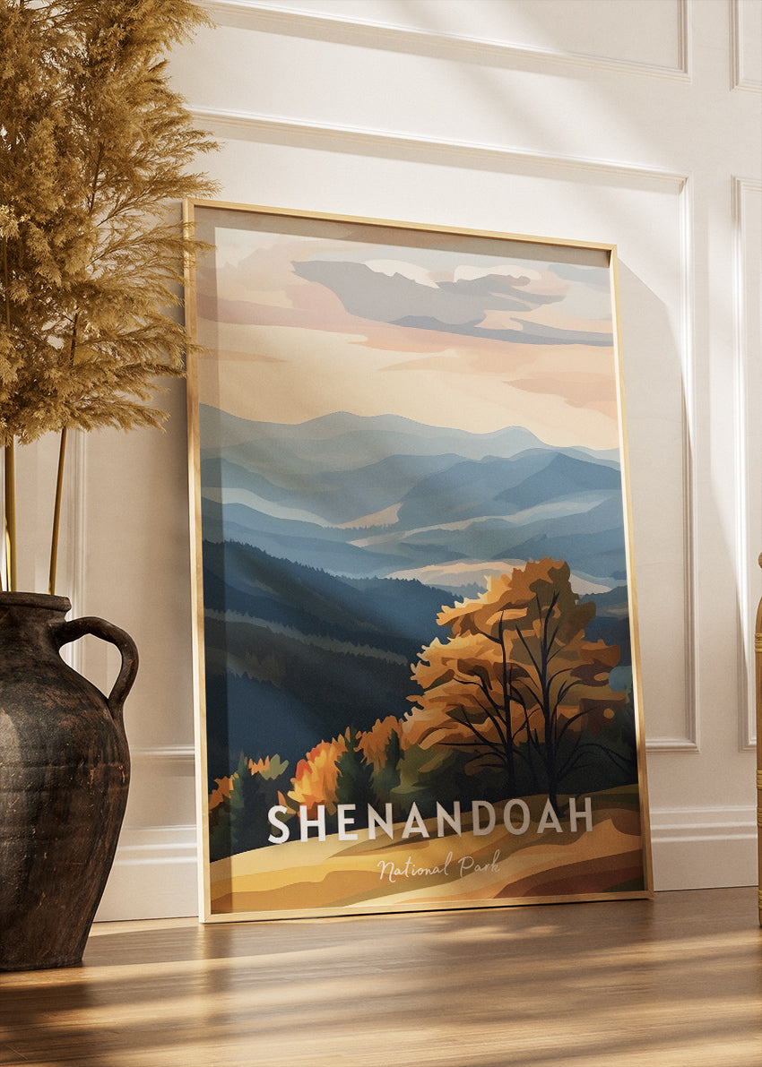 Shenandoah National Park Poster & Canvas Print – Illustrated Blue Ridge Mountains Wall Art
