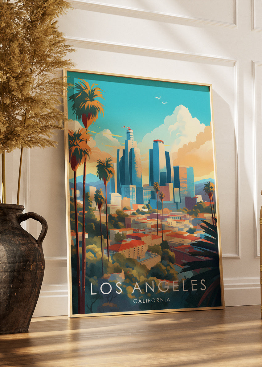 Los Angeles California Poster & Canvas Print – Colorful Skyline Wall Art