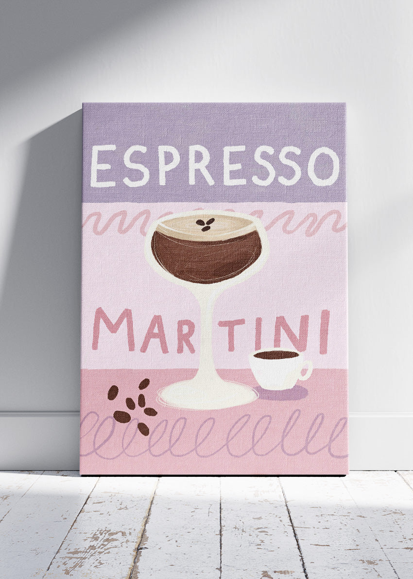Espresso Martini Cocktail Art Poster & Canvas Print – Pastel Bar Wall Decor