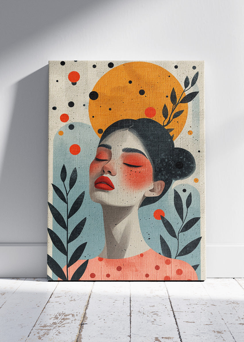 Modern Botanical Portrait Woman Canvas & Poster Print – AI PRINT LAB