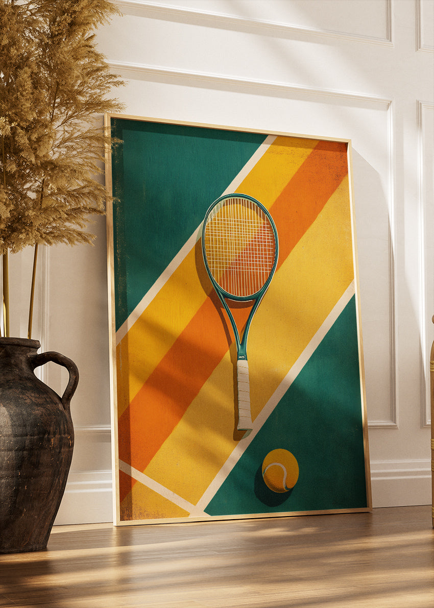 Vintage Tennis Racket Wall Art Poster & Canvas Print – Retro Sports Decor
