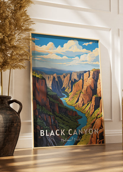 Black Canyon National Park Poster & Canvas Print – Scenic Canyon Landscape Illustration Wall Art