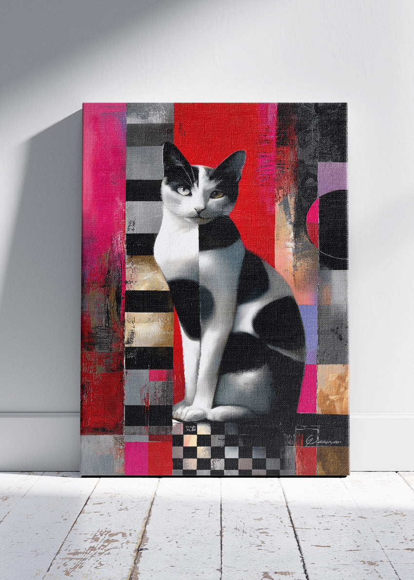 Abstract Cat Canvas Print & Poster – Modern Geometric Wall Art – Bold Contemporary Decor – AI PRINT LAB