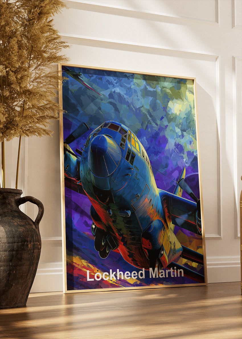 Lockheed Martin Aircraft Poster & Canvas Print – Vibrant Military Plane Illustration Wall Art