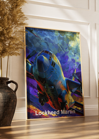 Lockheed Martin Aircraft Poster & Canvas Print – Vibrant Military Plane Illustration Wall Art
