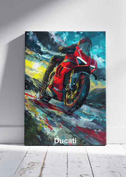 Ducati Superbike Storm Motion Wall Art Poster & Canvas