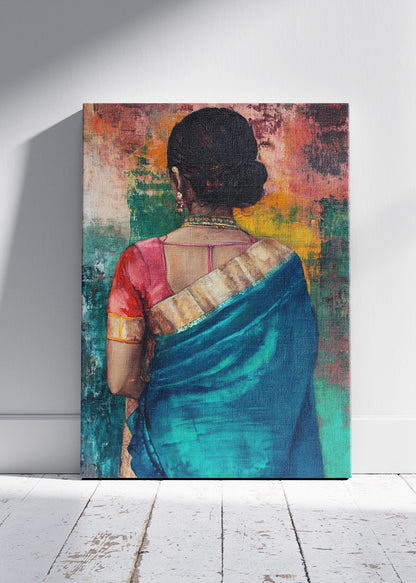 Emerald Saree Grace Canvas & Poster Print – AI PRINT LAB