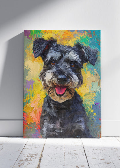 Colorful Schnauzer Dog Poster & Canvas Print – Vibrant Pet Portrait Art