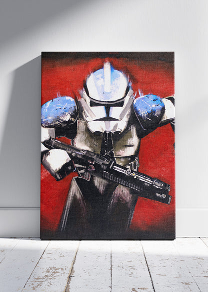 Clone Trooper – Red Battle Portrait Canvas & Poster Print – AI PRINT LAB