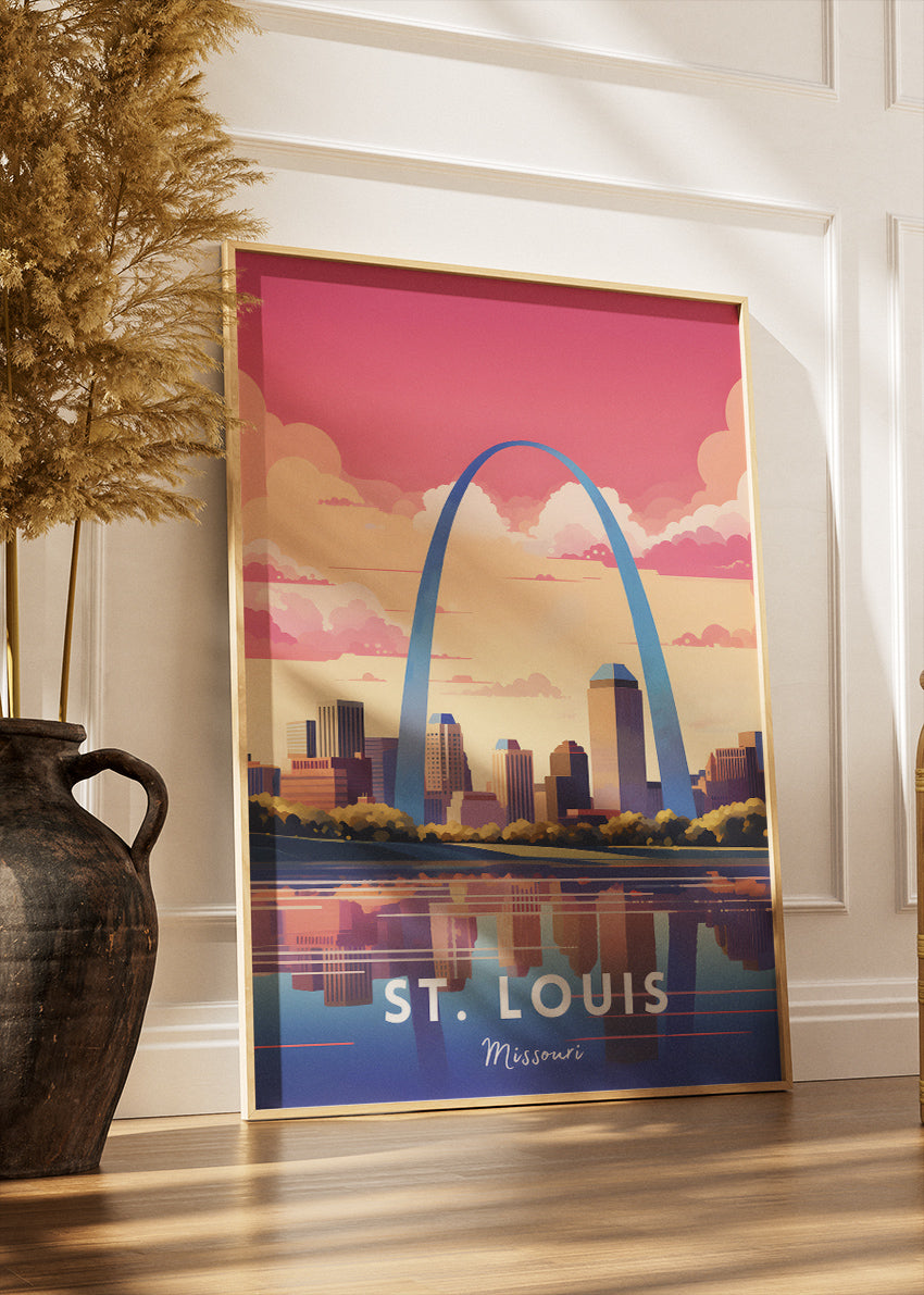 St. Louis Missouri Poster & Canvas Print – Gateway Arch Sunset Skyline Wall Art