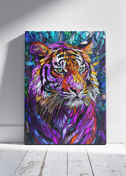 Colorful Mosaic Tiger Art Poster & Canvas Print – Vibrant Wildlife Wall Decor