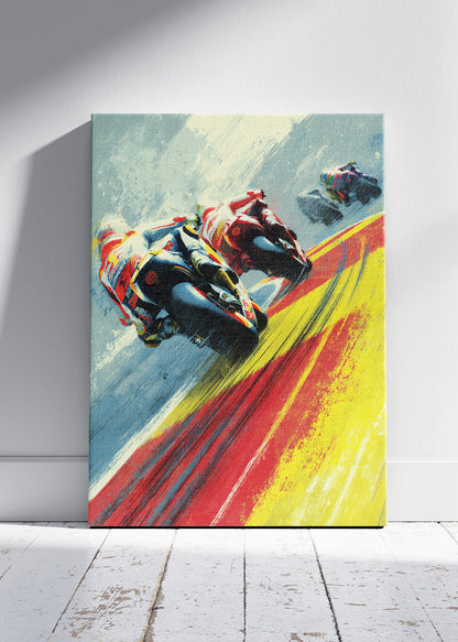 Spain Motorcycle Racing Motion Wall Art Poster & Canvas