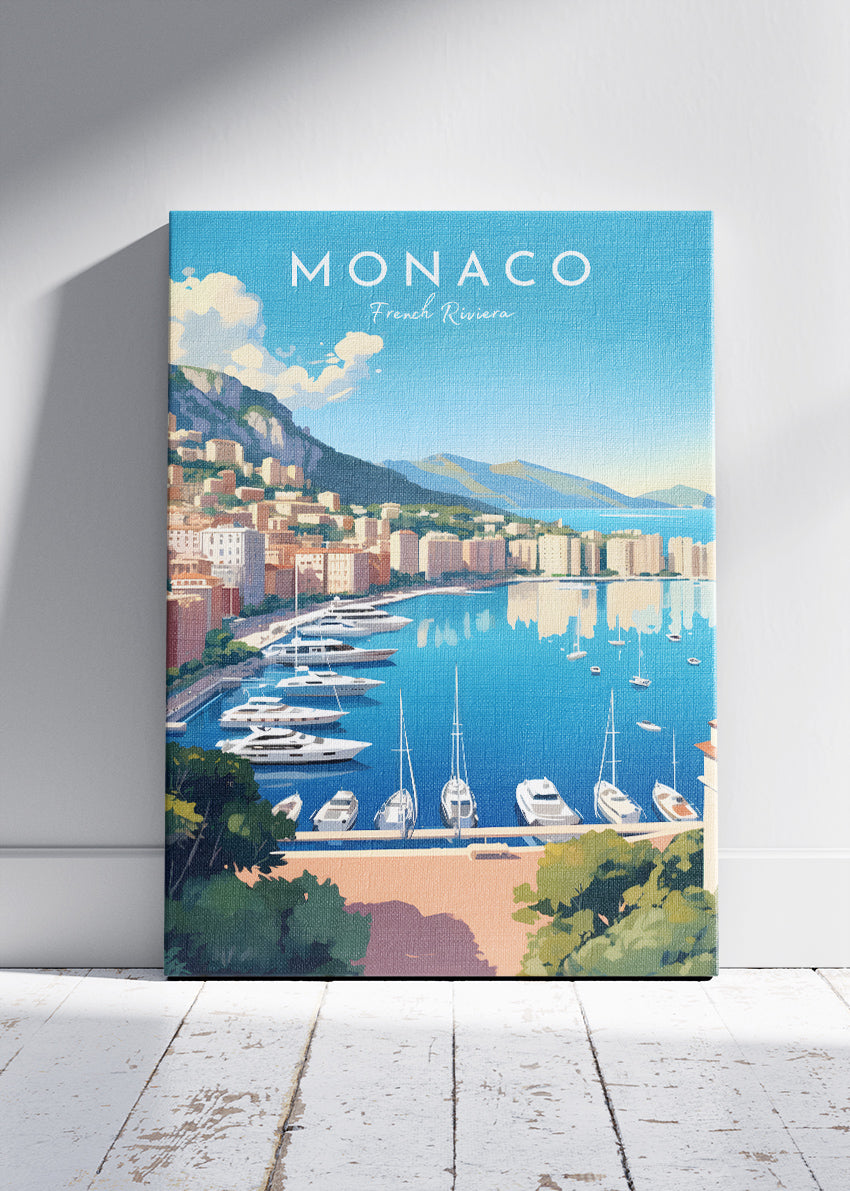 Monaco French Riviera Poster & Canvas Print – Luxury Coastal Travel Art