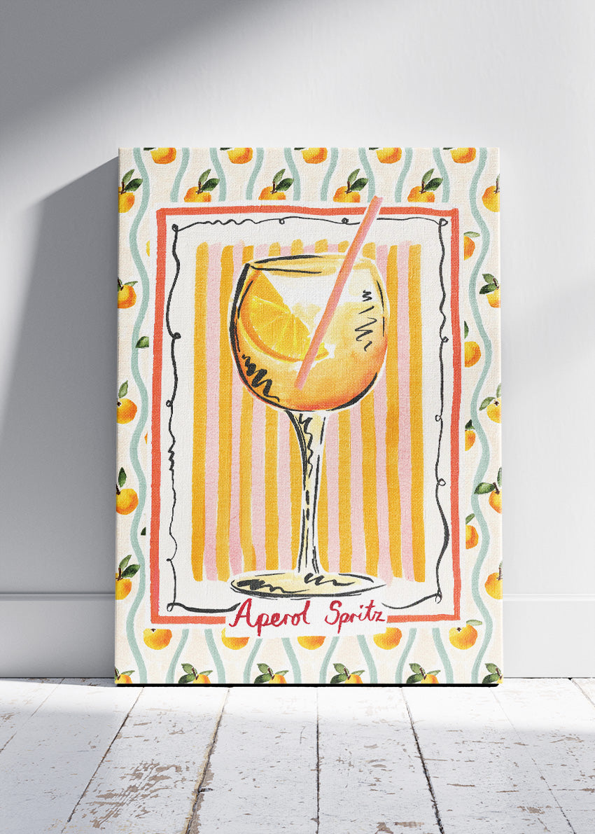 Aperol Spritz Illustrated Poster & Canvas Print | Mediterranean Cocktail Wall Art