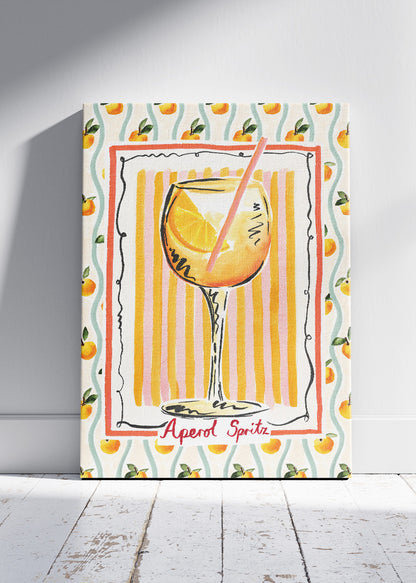 Aperol Spritz Illustrated Poster & Canvas Print | Mediterranean Cocktail Wall Art