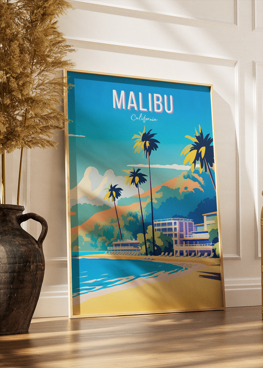 Malibu California Poster & Canvas Print – Coastal Beach Wall Art