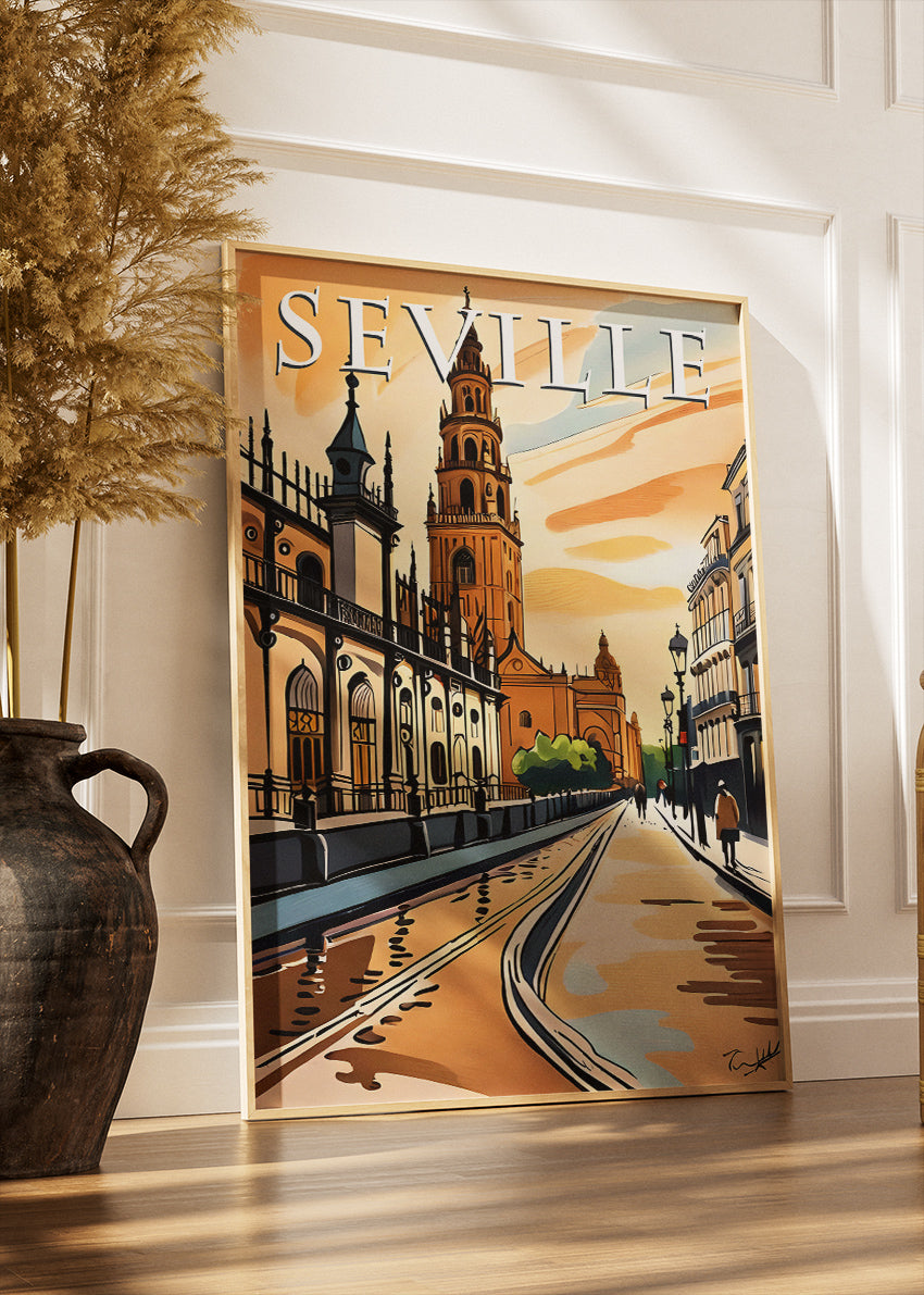 Seville Spain Poster & Canvas Print – Illustrated Andalusia Travel Art