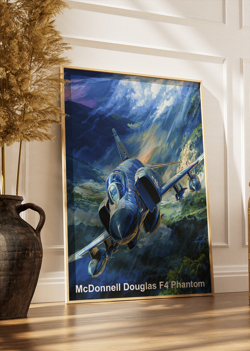 McDonnell Douglas F-4 Phantom Poster & Canvas Print – Illustrated Military Jet Wall Art