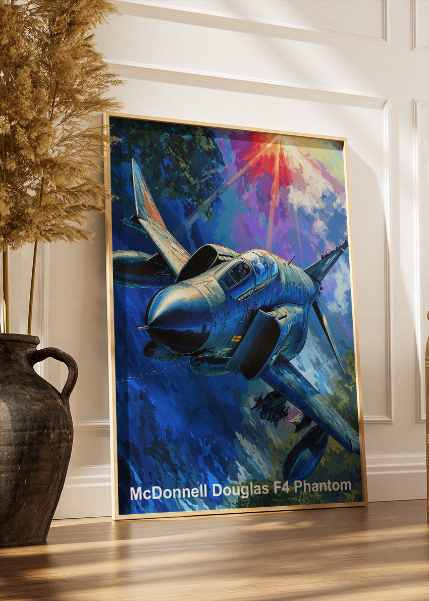 McDonnell Douglas F-4 Phantom Poster & Canvas Print – Illustrated Military Jet Wall Art