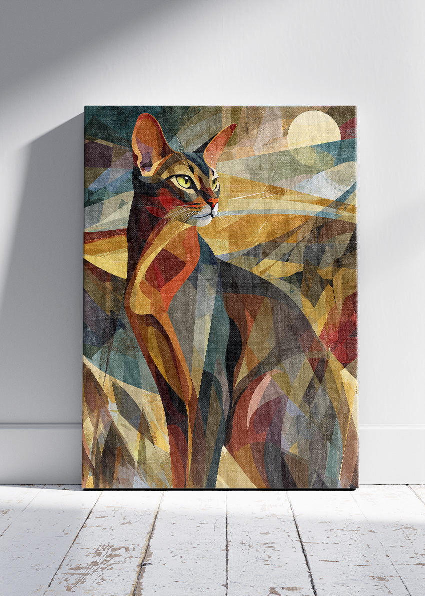 Abstract Geometric Cat Art Poster & Canvas Print – Modern Feline Wall Decor