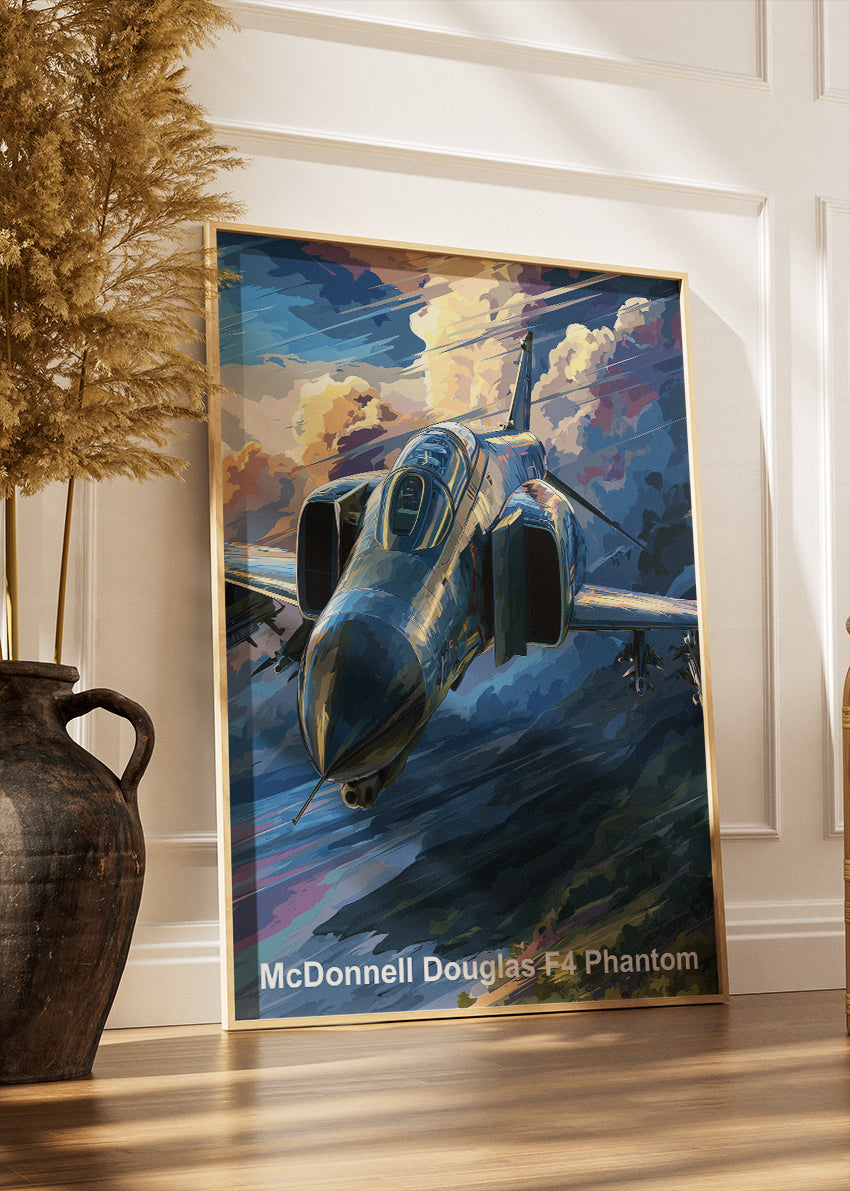 McDonnell Douglas F-4 Phantom Poster & Canvas Print – Illustrated Military Jet Wall Art