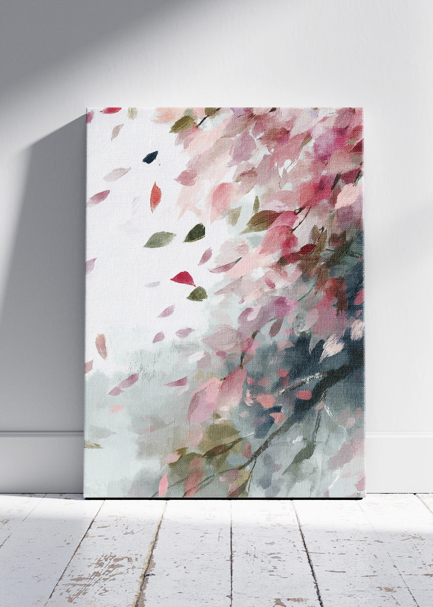 Blush Petal Breeze Wall Art – Soft Pink Impressionist Floral Canvas Print | Romantic Modern Poster