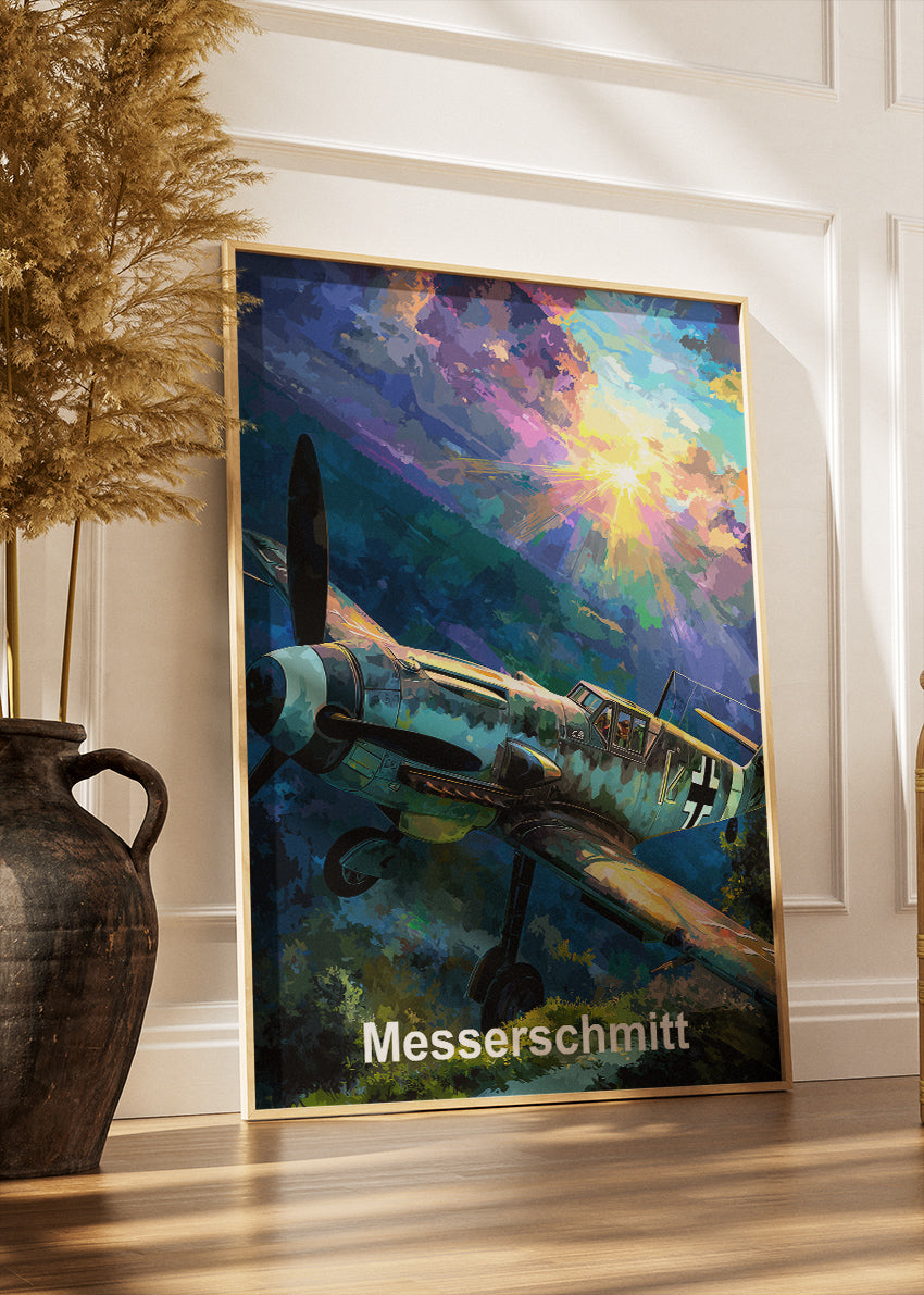Messerschmitt BF 109 Poster & Canvas Print – Illustrated WWII Fighter Aircraft Wall Art