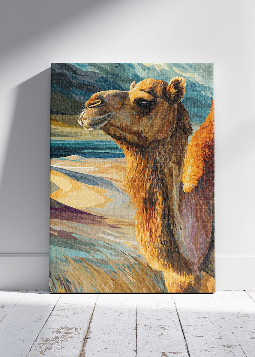 Desert Camel Poster & Canvas Print – Vintage Geometric Wildlife Art