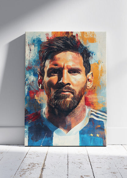 Lionel Messi Expressive Portrait Wall Art | Modern Football Art Poster & Canvas
