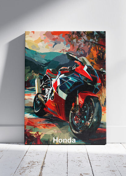 Honda Superbike Performance Art Wall Poster & Canvas