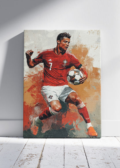 Cristiano Ronaldo Dynamic Action Wall Art | Expressive Football Art Poster & Canvas