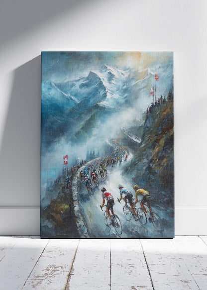 Epic Alpine Cycling Poster & Canvas Art Print – Mountain Switchback Climb