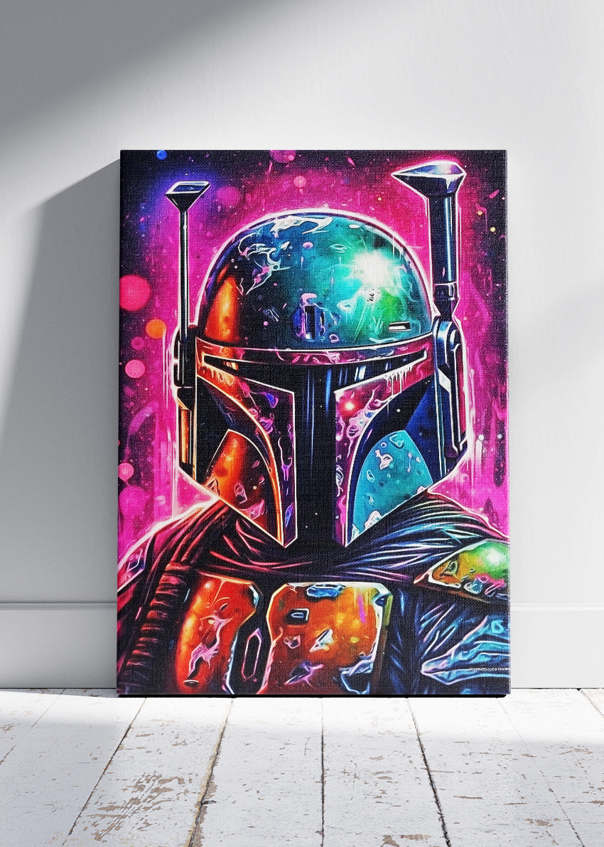 Boba Fett Neon Cyber Pop Canvas Print & Poster – AI PRINT LAB