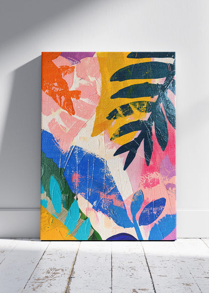 Colourful Abstract Botanical Wall Art – Modern Tropical Leaves Canvas Print & Contemporary Statement Poster for Living Room Decor UK