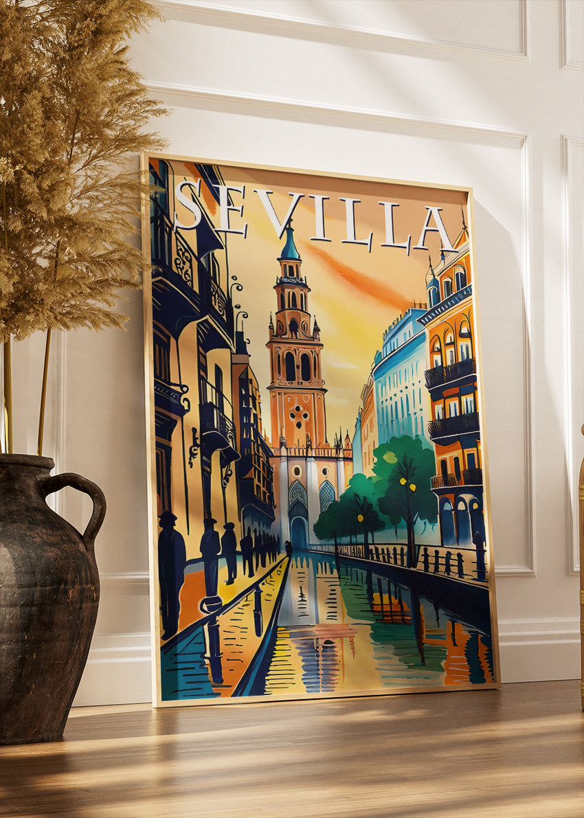 Sevilla Spain Poster & Canvas Print – Illustrated Andalusia City Art