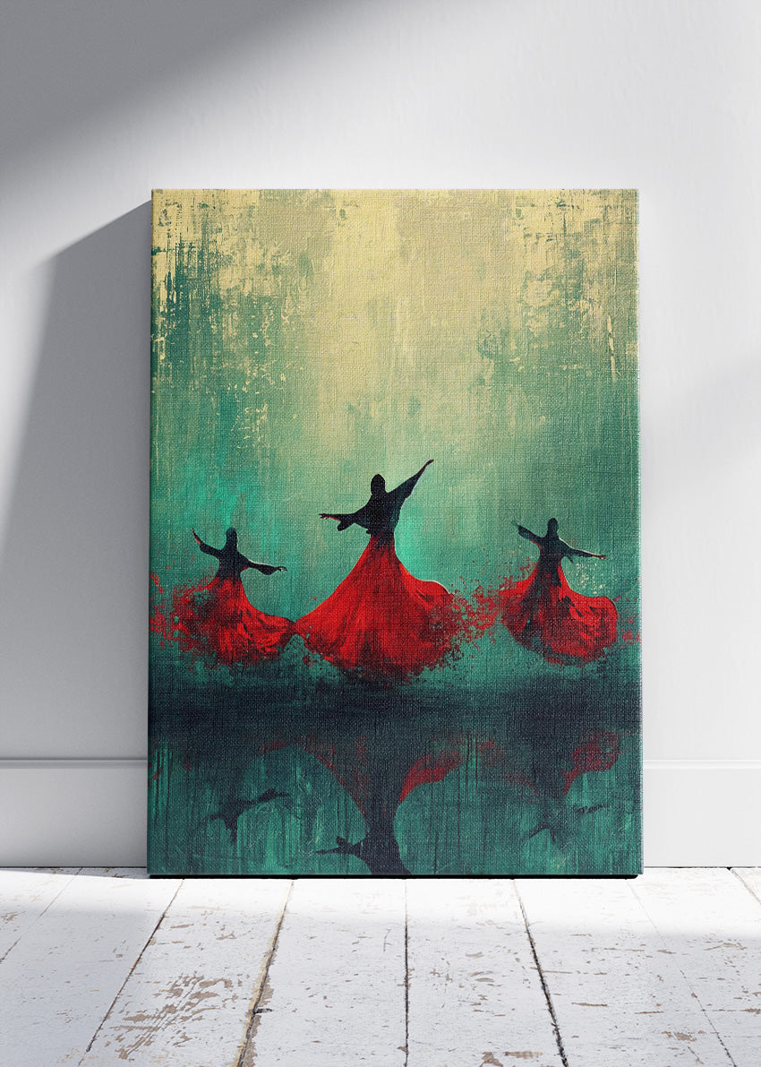 Abstract Whirling Dervish Red Dance Canvas & Poster Print – AI PRINT LAB